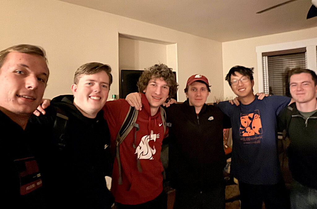 Closeup of six members of the CyberCougs Crimson team.