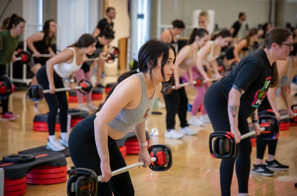 Students take part in a fitness class.