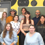 WSU students who worked on an awning design project pose for a group photo