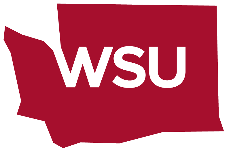 Washington state map with the text WSU.