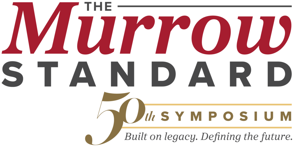 Logo for 50th Murrow Symposium that reads "The Murrow Standard: Built on Legacy. Defining the Future."
