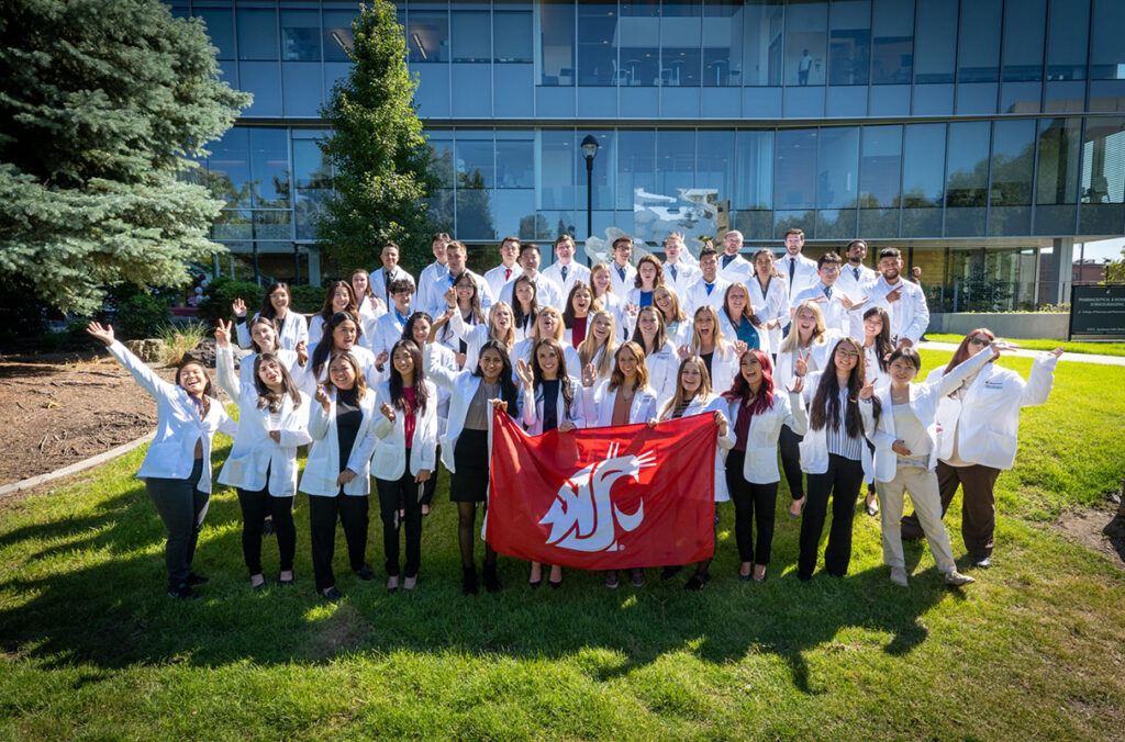 WSU Pharmacy's class of 2026 poses for a picture in 2022.