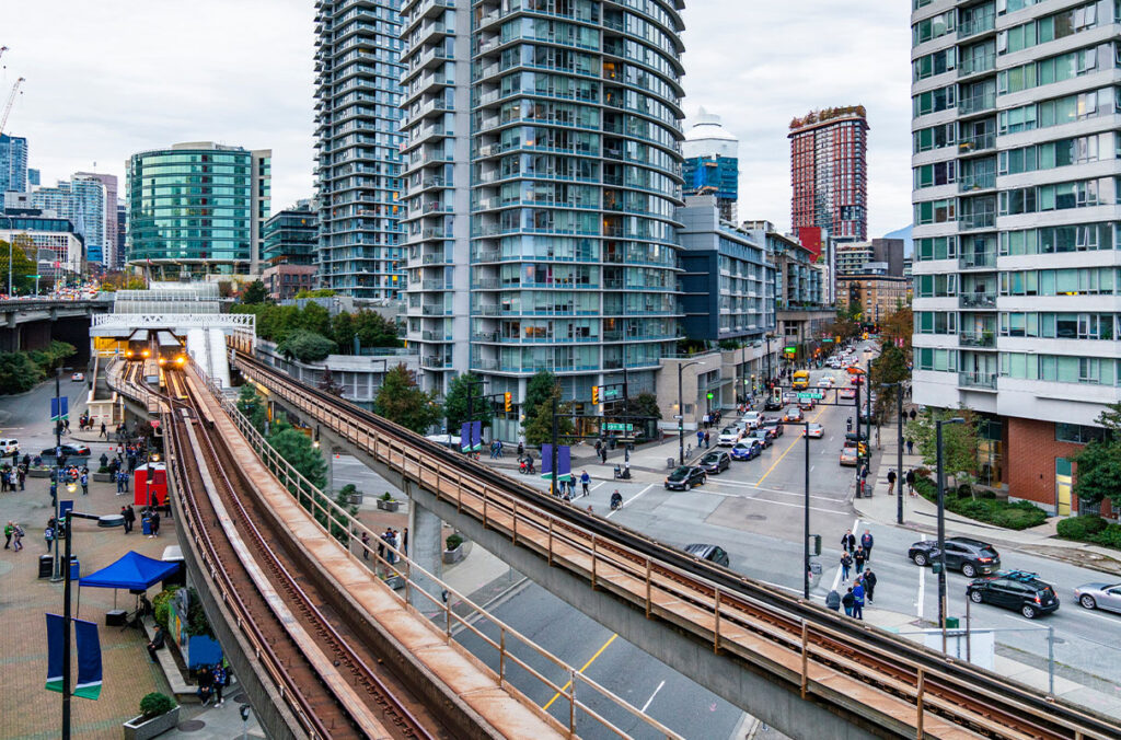A closeup of Downtown Vancouver.