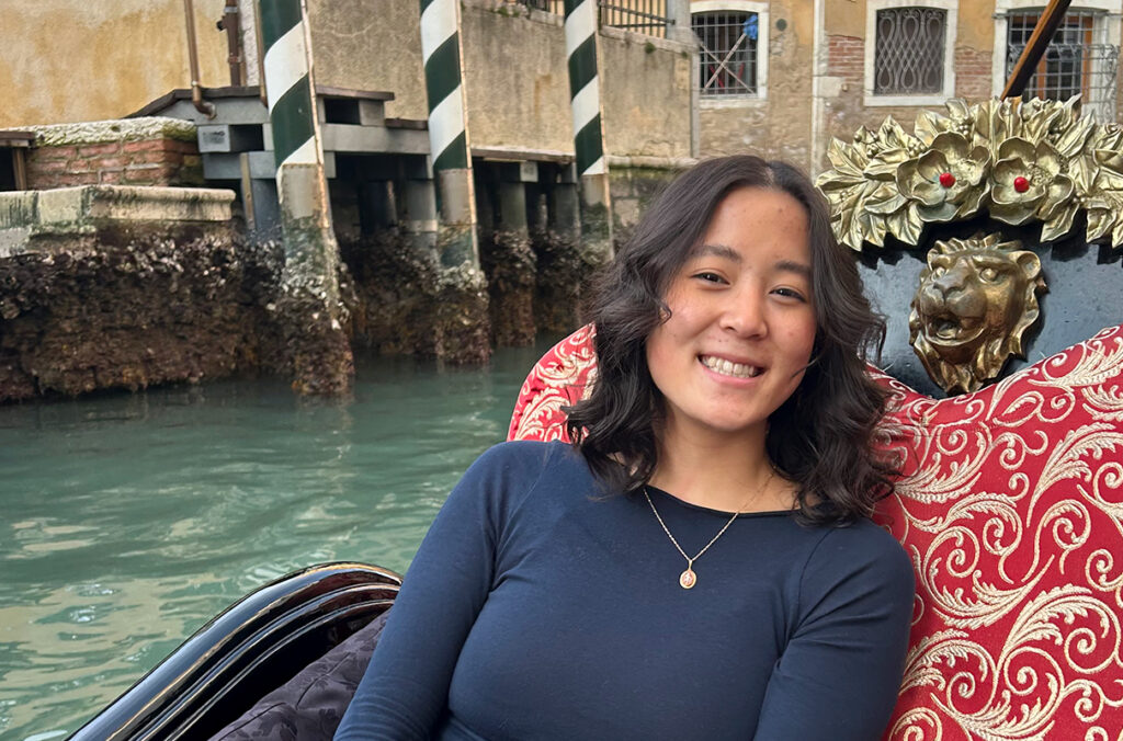 Closeup of Hai Xing Lewis in a gondola.