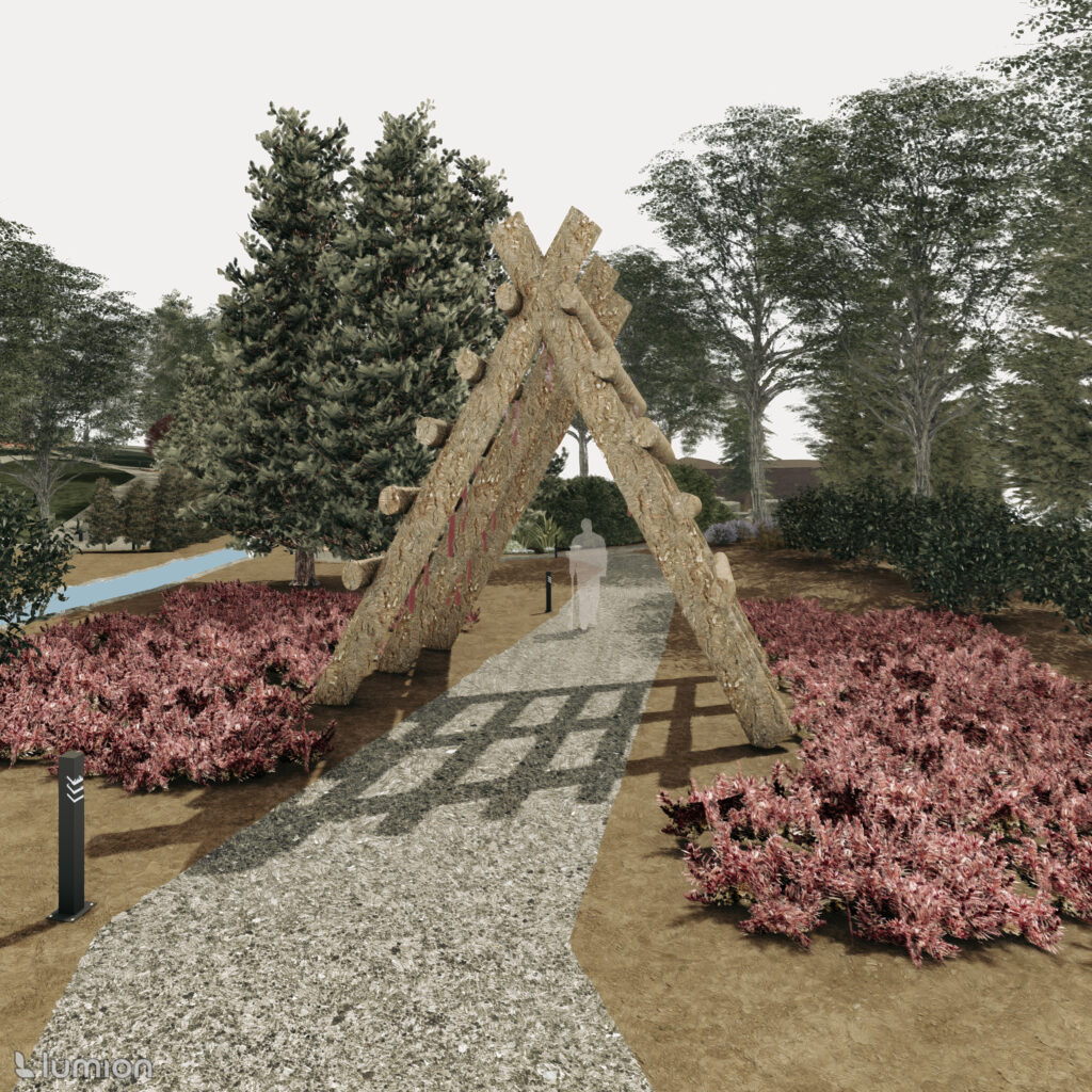 An architectural rendering of a park.