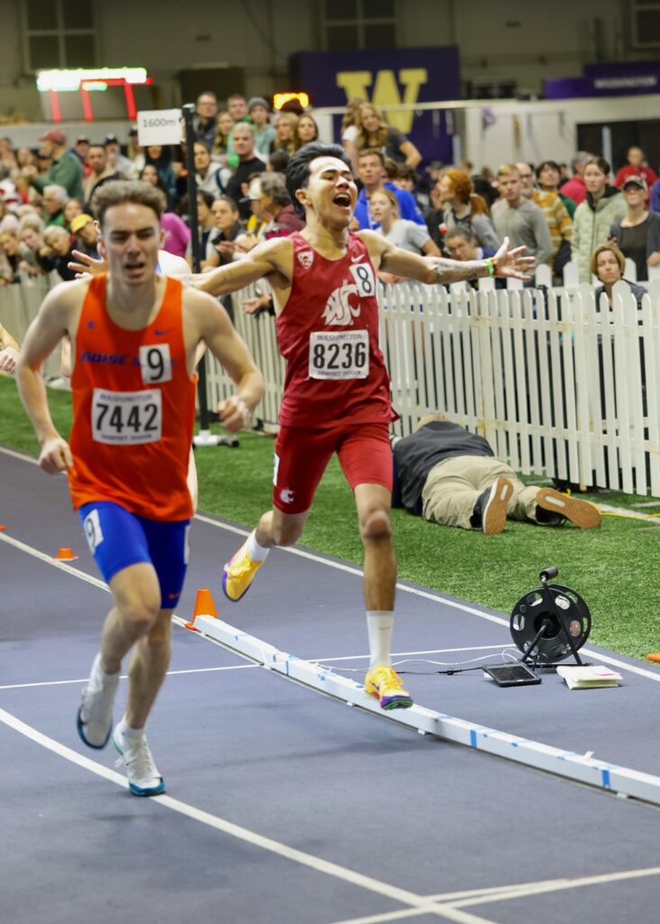 Ku Stevens celebrating after completing a run