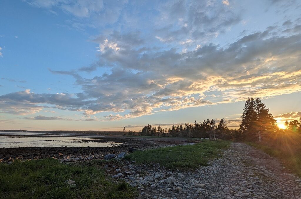 Rocky coastline at sunset