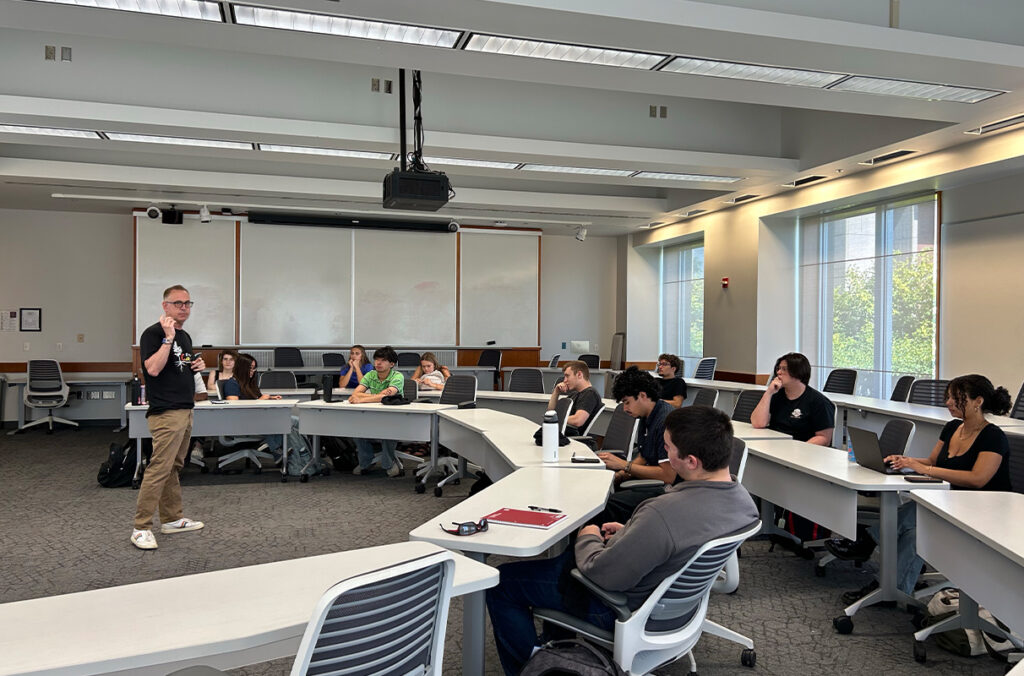 Todd Sabato leads a discussion among his Living Learning Community students.