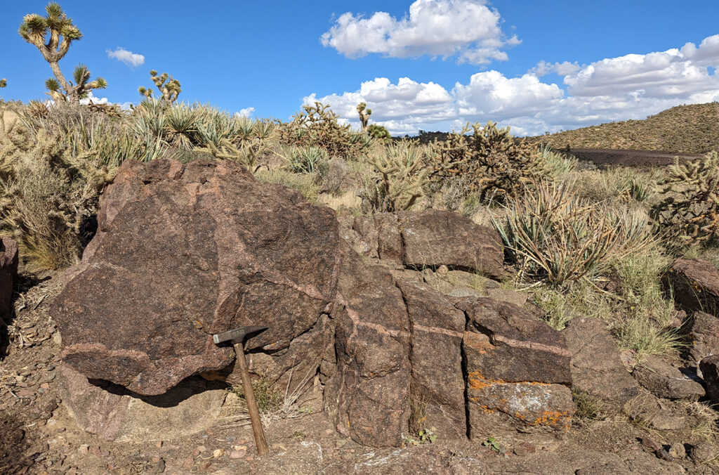 A view of rock formations around the Mountain Pass Mine.