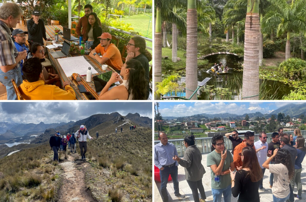 Four photos of WSU students participating in the Pathways Program in Ecuador.