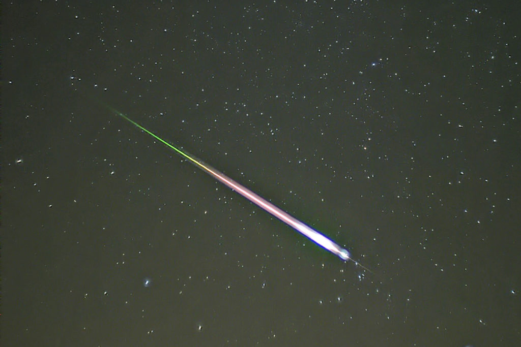 A meteor during the peak of the 2009 Leonid Shower.