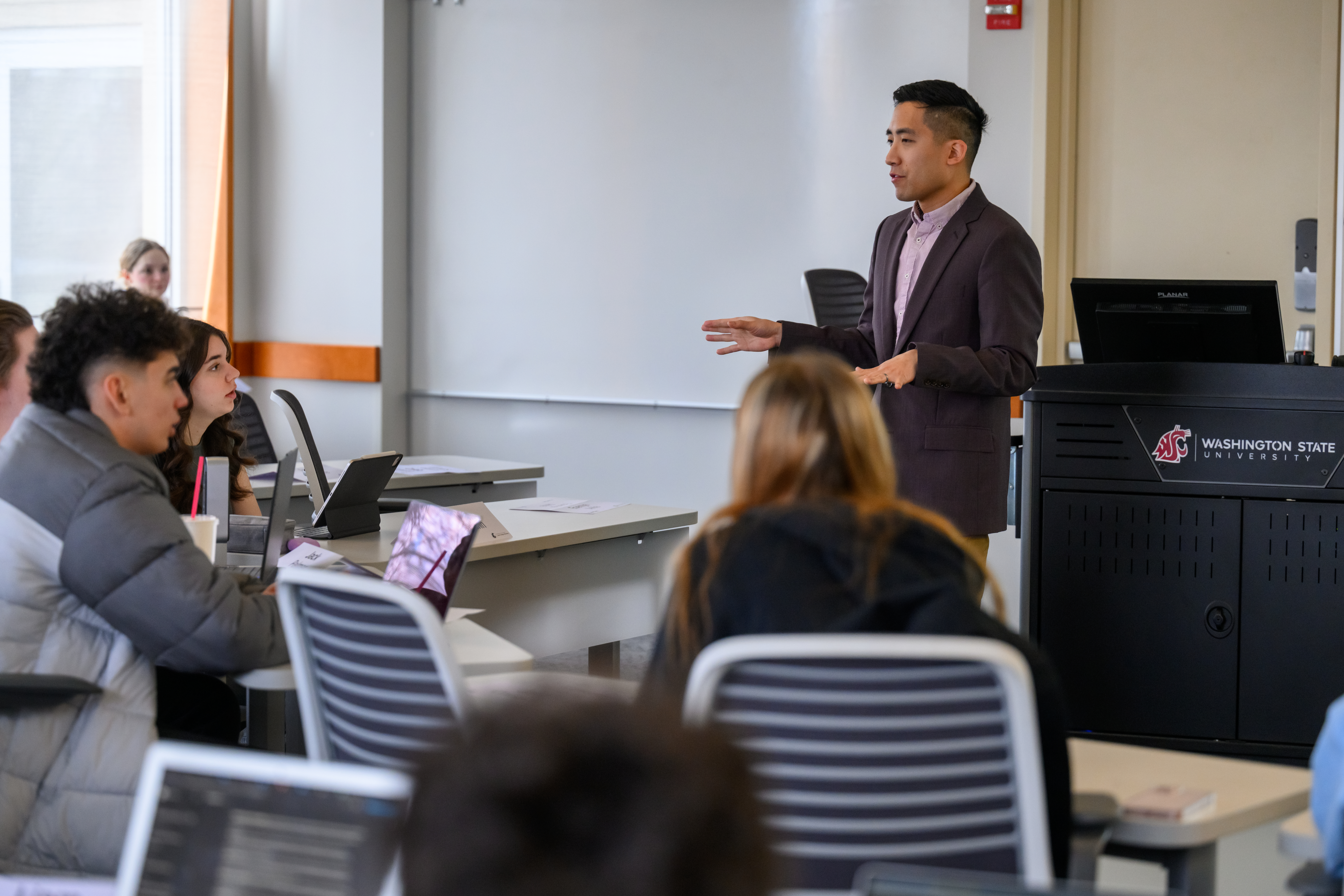 Professor teaching a class at WSU