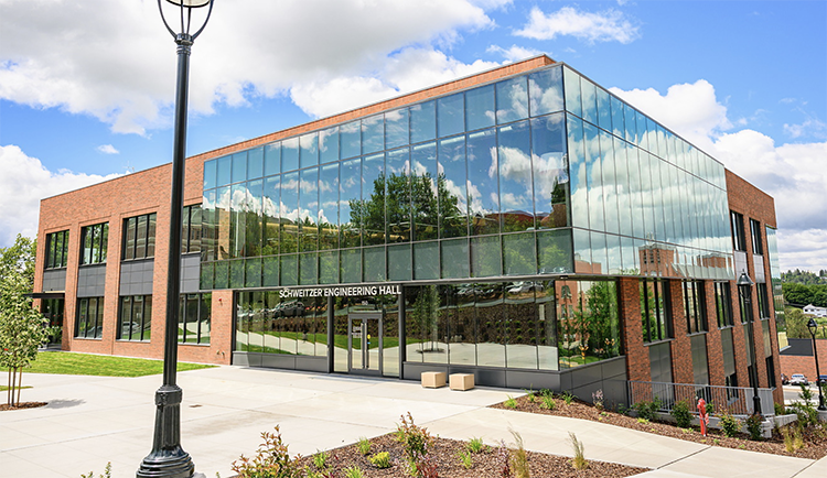 Exterior of the newly built Schweitzer Engineering Hall.