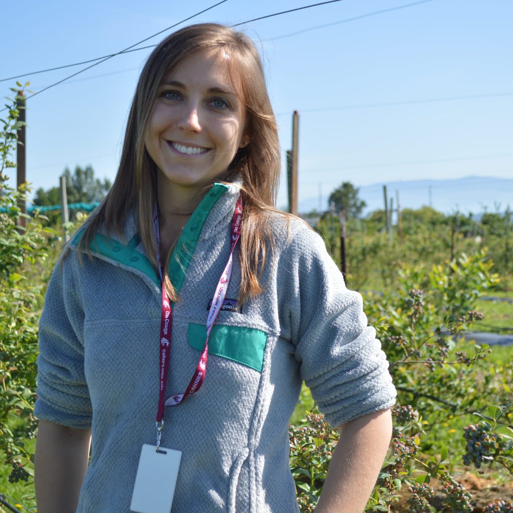 Lisa in a blueberry field
