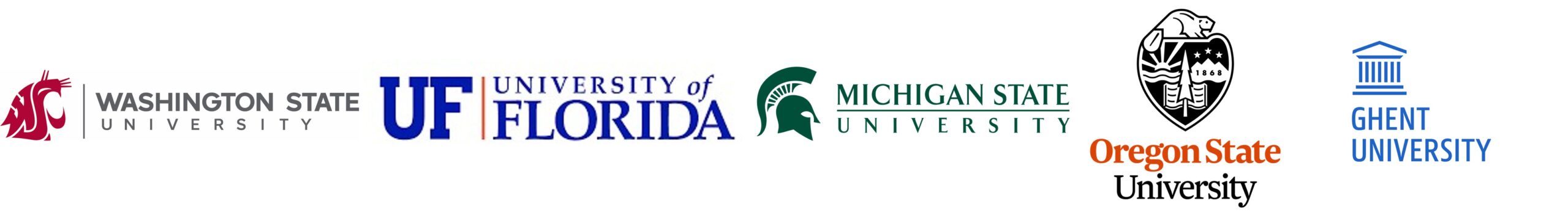 Logos of Washington State University, University of Florida, Michigan State University, Oregon State University, and Ghent University