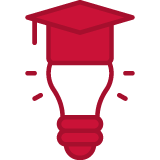 lightbulb with graduation cap simple icon