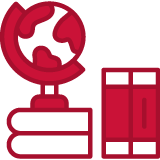 globe and books simple icon