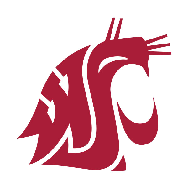 crimson cougar head logo on white background.