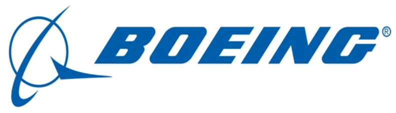 Blue Boeing logo featuring a stylized orbital swoosh and the word ‘Boeing’ in bold italic lettering.