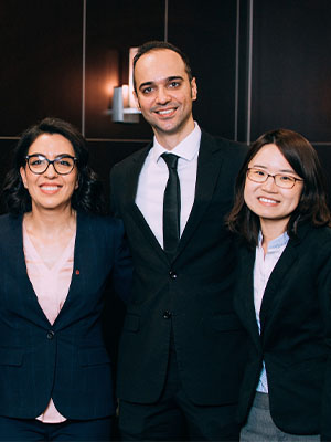 Group photo of Three Minute Thesis Competition winners featuring Shirin Shahsavand, Amirhossein Moadab, and Xianmei Wu.
