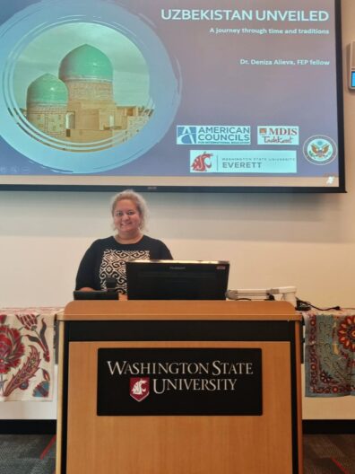 Deniza Alieva shares cultural insights during her public lecture, “Uzbekistan Unveiled,” at WSU Everett.