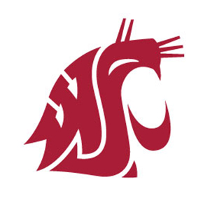 Crimson WSU Cougar Head Logo on field of white.
