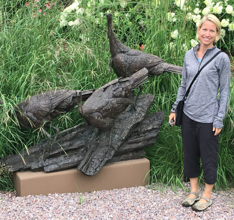 Erin Thornton with turkey sculpture