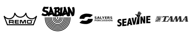 Remo, Sabian, Salyers Percussion, Seavine, Tama