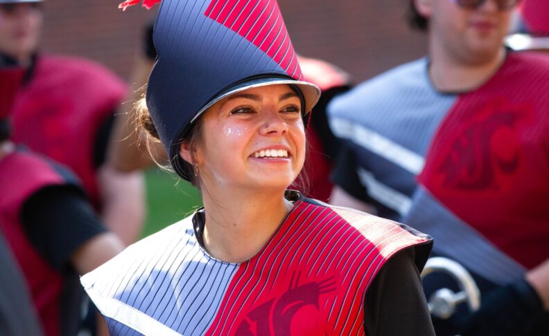 Close-up of Cougar Marching Band member in uniform