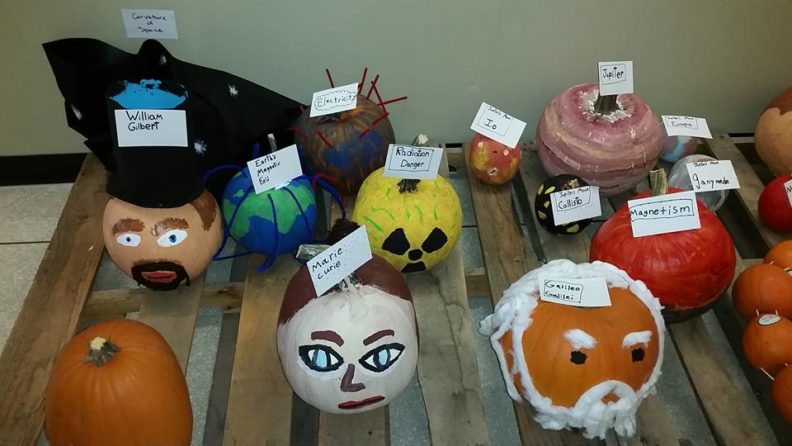 Pumpkins painted by childern.