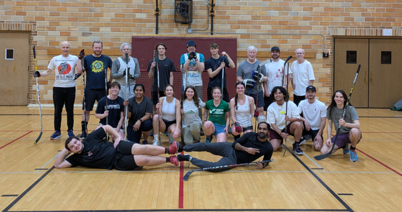 A group image of the floor hockey club taken in February 2025.