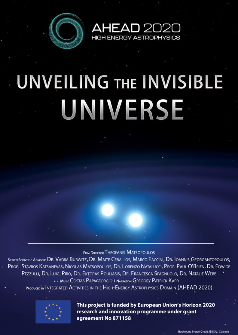 Poster image advertising the planetarium film "Unveiling the Invisible Universe"