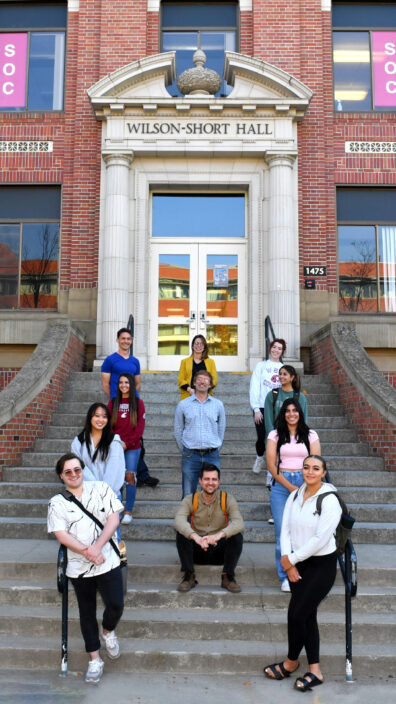 Students on steps at Wilson-Short Hall