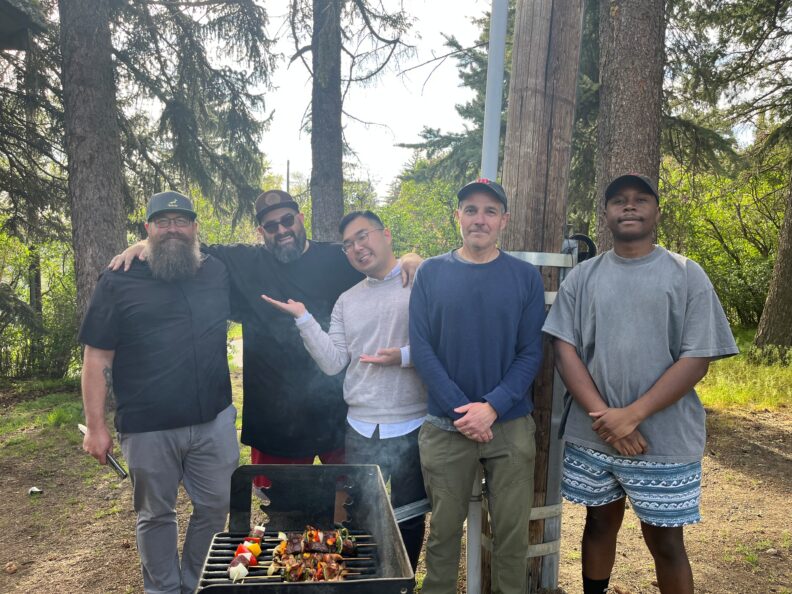 Azdren Coma with colleagues and friends at a picnic
