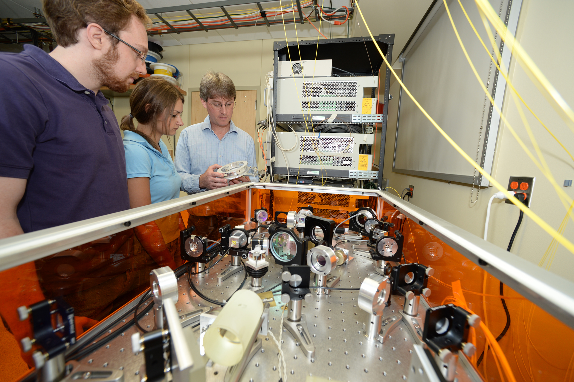 Researchers working in lab.