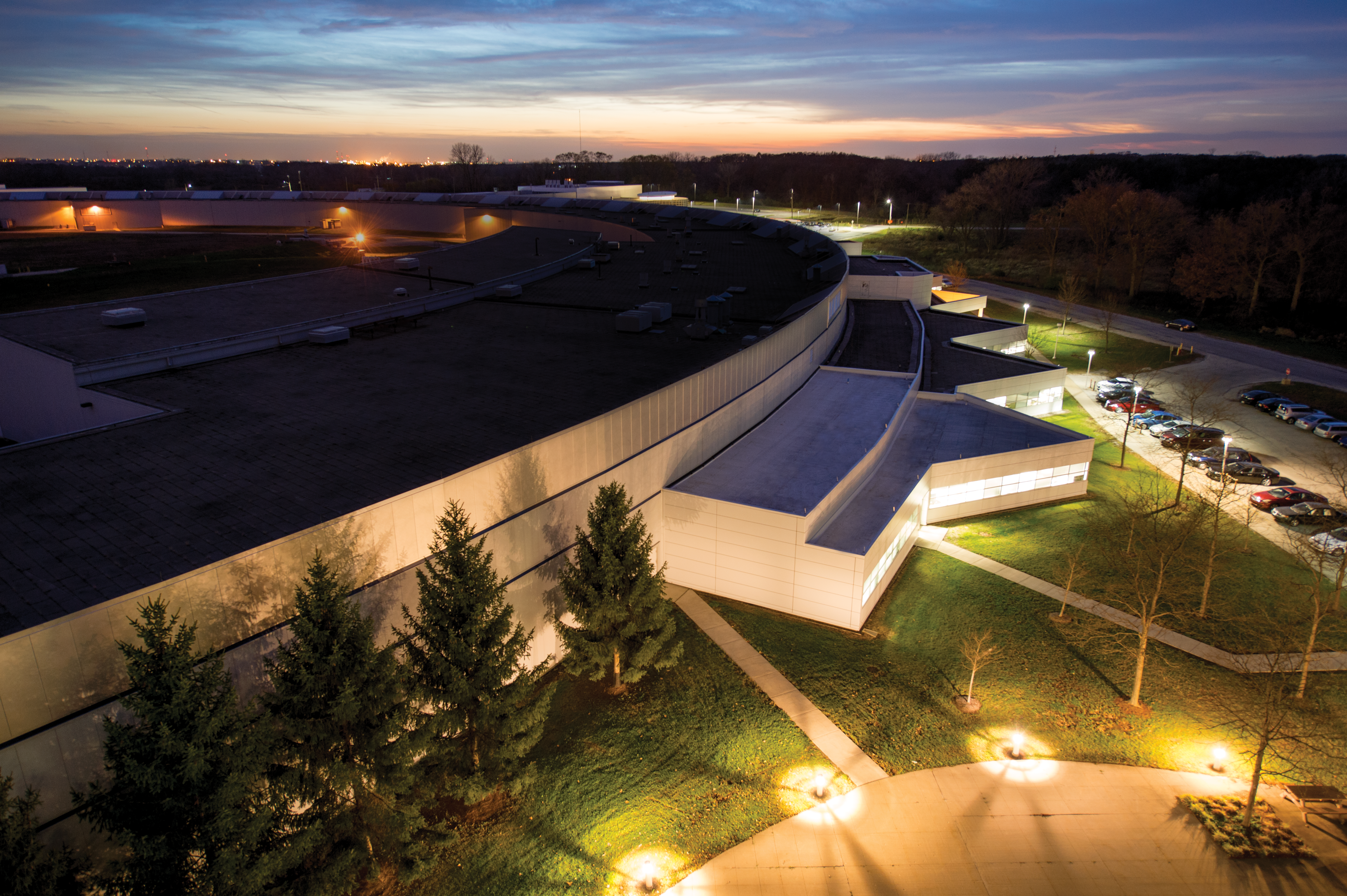 Exterior of circular building housing the Dynamic Compression Sector at the Advanced Photon Source.