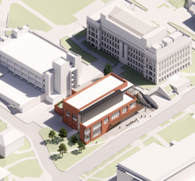 Rendering of the Integrated Science Building from above.