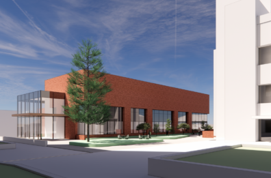Rendering of the Integrated Science Building from NW.