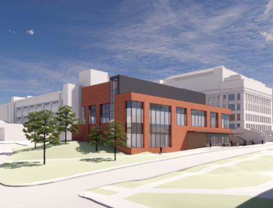 Rendering of the Integrated Science Building from SW.