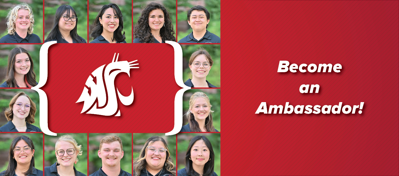 A grid of 19 student ambassador portraits with caption, "Become an Ambassador!"