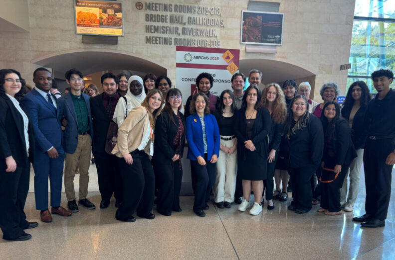WSU students, faculty, and staff posing for a group photo at the ABRCMS research conference.