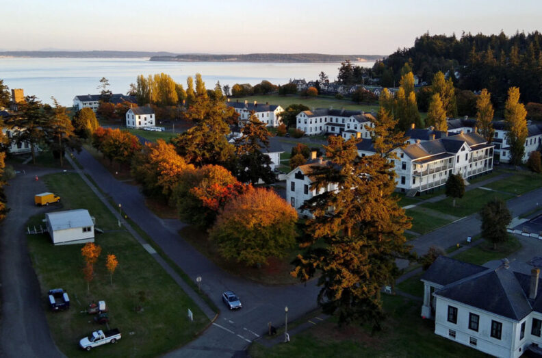 An aerial view of the town of Port Townsend.