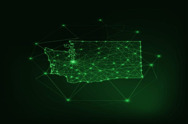 Graphic showing how many locations in the state of Washington are connected