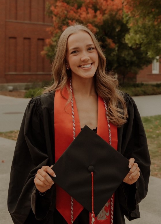 Kaitlin Crow in cap and gown