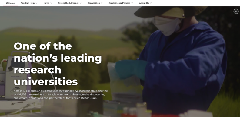 Screenshot of the Office of Research website.