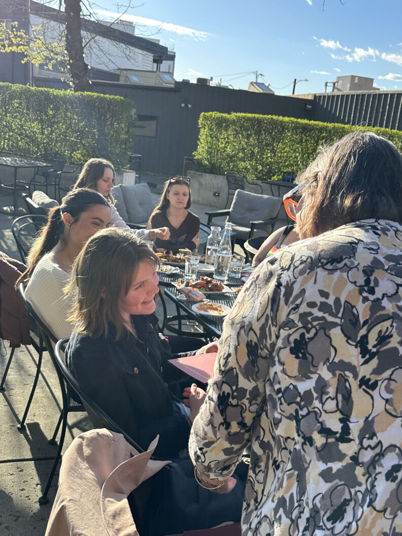 A group meeting outside.
