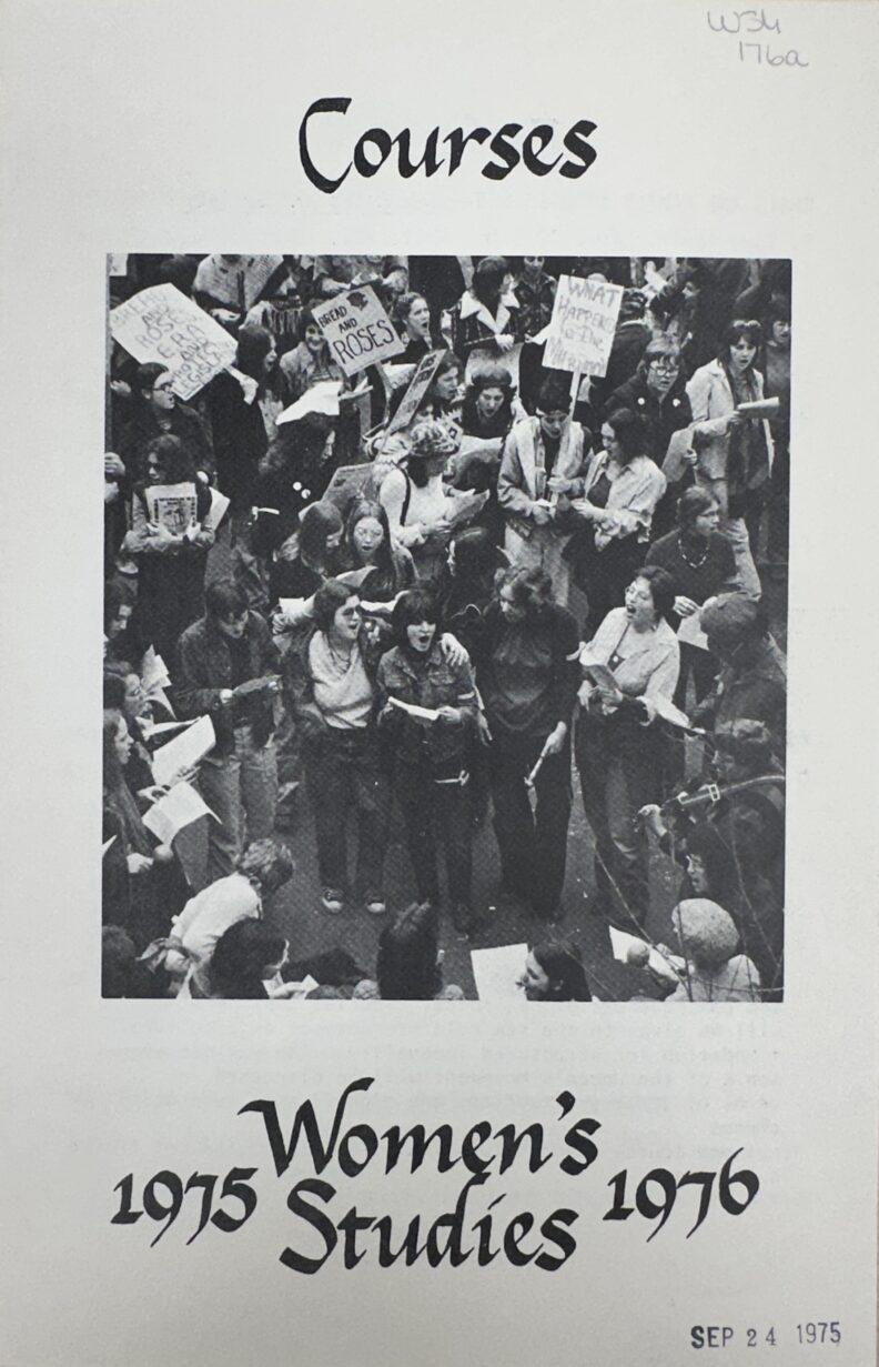 Image of Women's Studies Program Course and Events Pamphlet, September 24, 1975 front page.