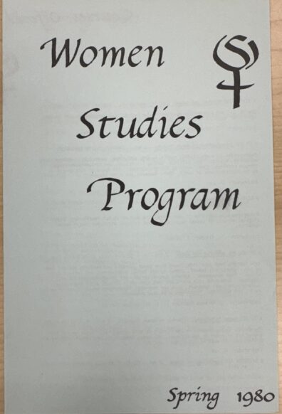 Image of the front cover of the Women Studies Program pamphlet from Spring 1980.