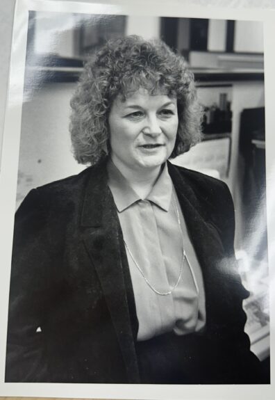 Photograph of Women's Transit Driver Sandi Carlton in 1992.