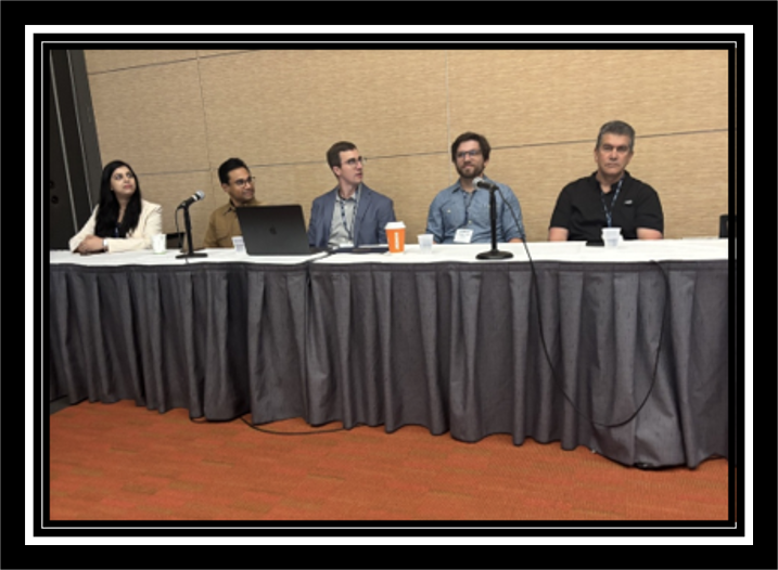 Panelists Swarnita Chakraborty, Soumojit Das, Ryan Peterson, Chris Franck, and Bruce Craig